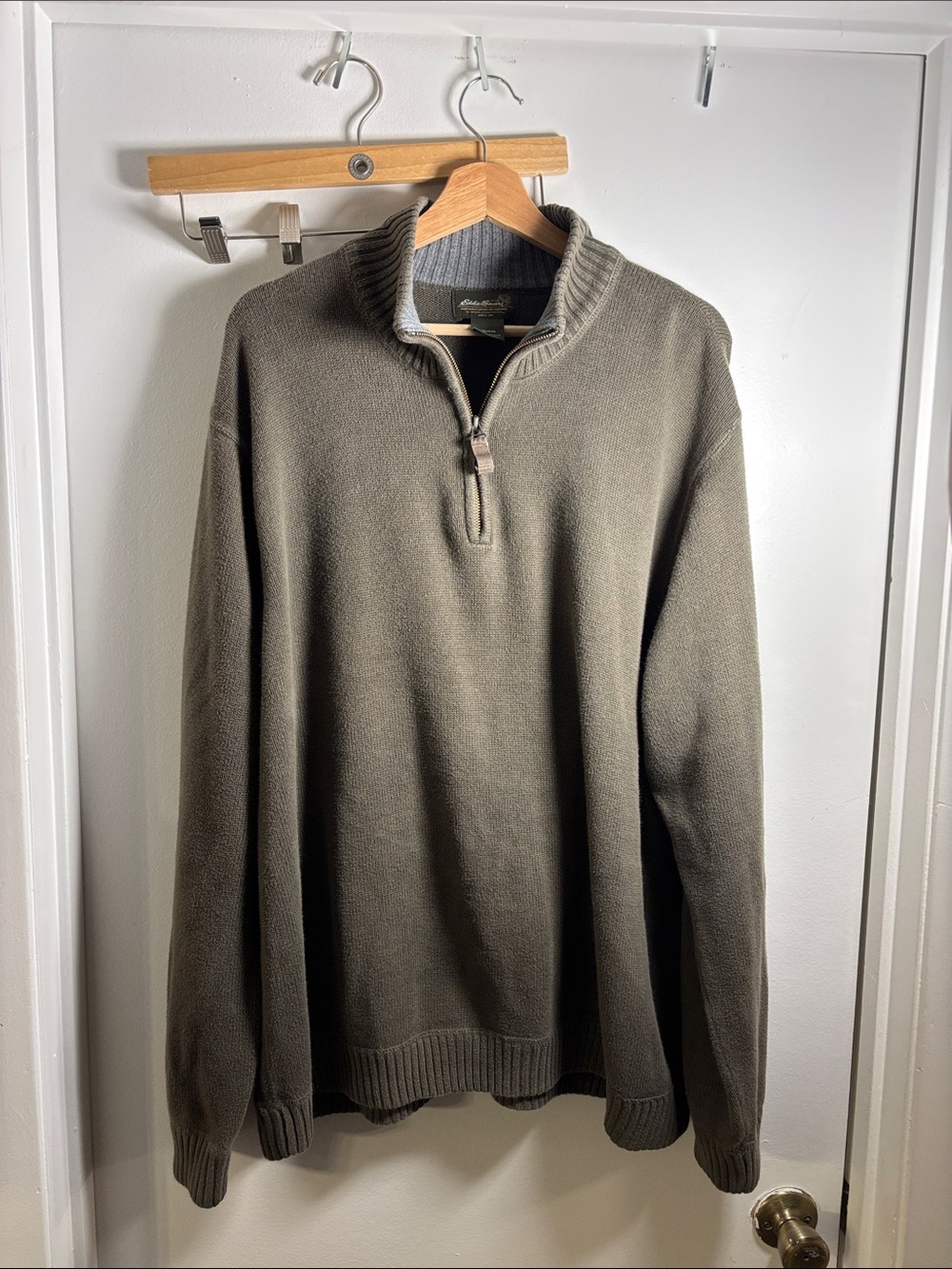 Eddie Bauer Olive Green Quarter Zip Sweater